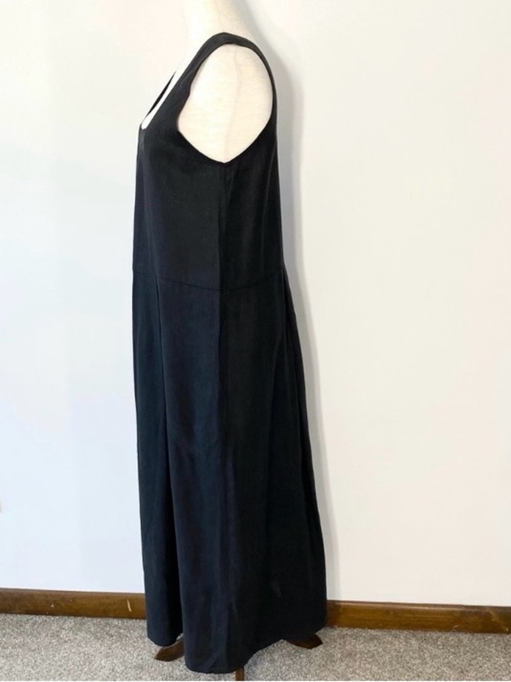Flax black linen square neck maxi dress small - Picture 6 of 8